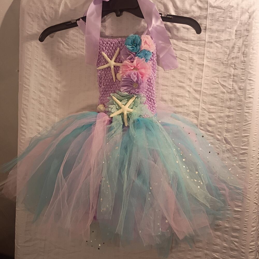 Girls Seashell Pageant Toul Glitter Stretch Infant Dress Pink Purple 6-12m
